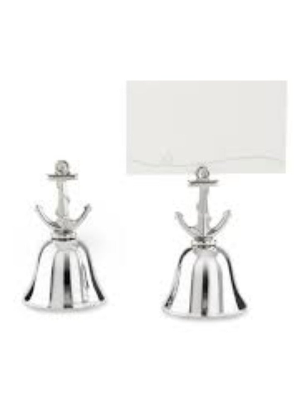 Silver Anchor-Topped Kissing Bell Set of 24 with Matching Place Cards-NWT